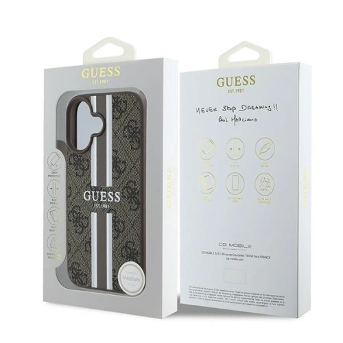 Buy Guess GUHMP16MP4RPSW Apple iPhone 16 Plus hardcase 4G Printed Stripes MagSafe brown - GUE3616 - {ean13} - Home Screen Store Europe