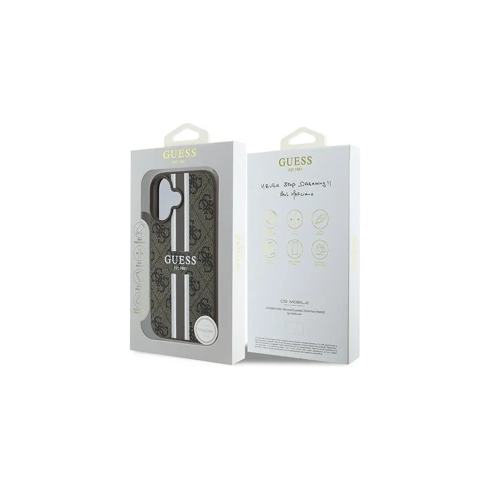 Etui Guess GUHMP16MP4RPSW Apple iPhone 16 Plus hardcase 4G Printed Stripes MagSafe brązowy - iPhone 16 Plus - Guess