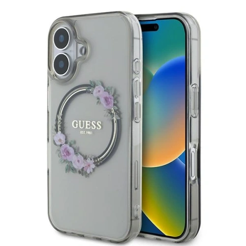 Kup Guess GUHMP16SHFWFCK Apple iPhone 16 kemény tok IML Virágkoszorú MagSafe fekete - GUE3618 - {ean13} - Sklep Home Screen