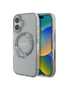Guess GUHMP16SHFWFCK Apple iPhone 16 husă tare IML Flori Coroană MagSafe neagră - iPhone 16 - Guess
