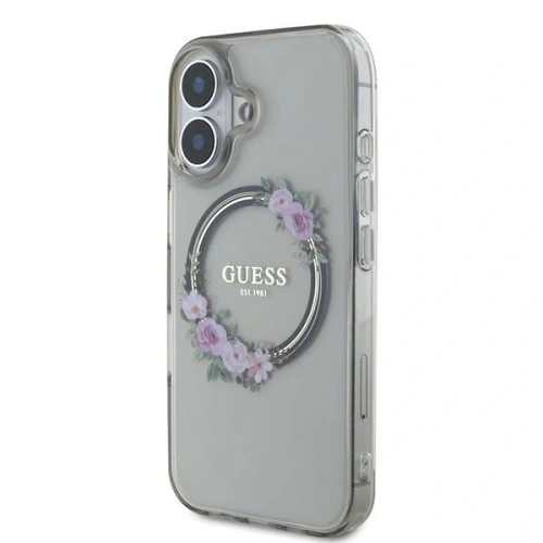 Kup Guess GUHMP16SHFWFCK Apple iPhone 16 husă tare IML Flori Coroană MagSafe neagră - GUE3618 - {ean13} - Sklep Home Screen