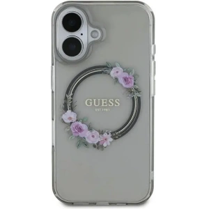 Kup Etui Guess GUHMP16SHFWFCK Apple iPhone 16 hardcase IML Flowers Wreath MagSafe czarny - GUE3618 - {ean13} - Sklep Home Screen
