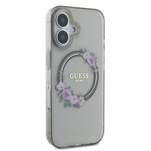 Kup Guess GUHMP16SHFWFCK Apple iPhone 16 husă tare IML Flori Coroană MagSafe neagră - GUE3618 - {ean13} - Sklep Home Screen