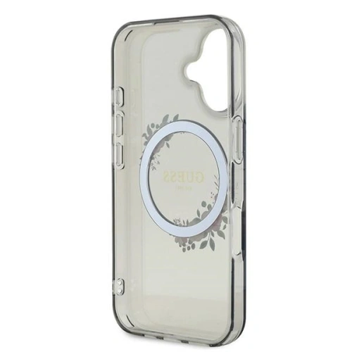 Kup Guess GUHMP16SHFWFCK Apple iPhone 16 husă tare IML Flori Coroană MagSafe neagră - GUE3618 - {ean13} - Sklep Home Screen