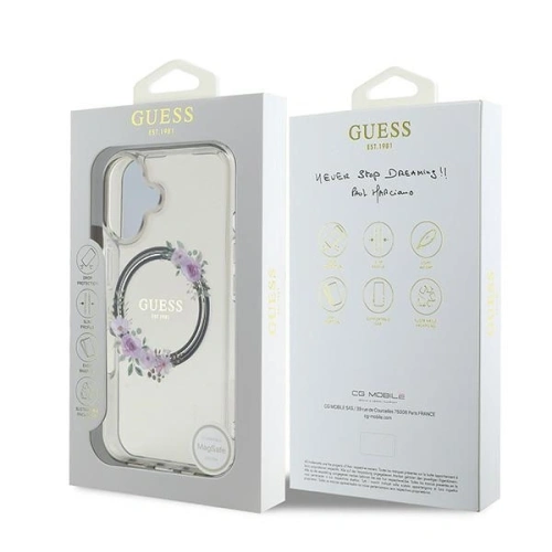 Kup Guess GUHMP16SHFWFCK Apple iPhone 16 kemény tok IML Virágkoszorú MagSafe fekete - GUE3618 - {ean13} - Sklep Home Screen