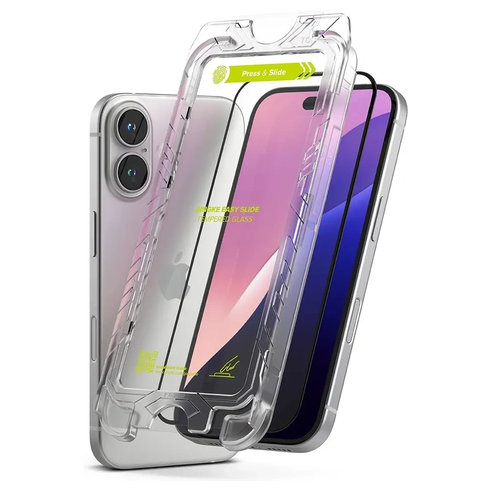Szkło hartowane Ringke Easy Slide Apple iPhone 15 / 16 Black [2 PACK] - iPhone 16 - Ringke