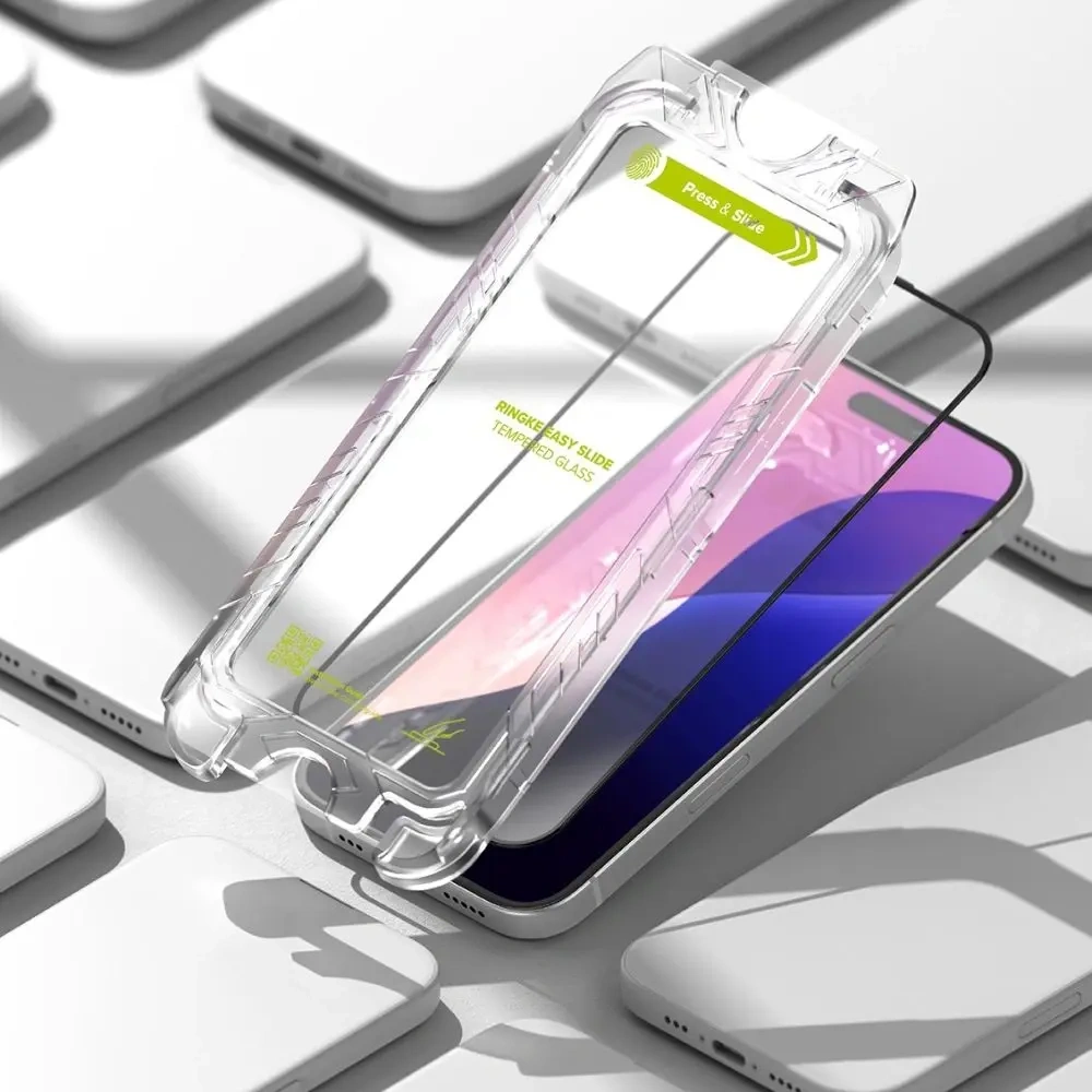 Szkło hartowane Ringke Easy Slide Apple iPhone 15 / 16 Black [2 PACK] - iPhone 16 - Ringke