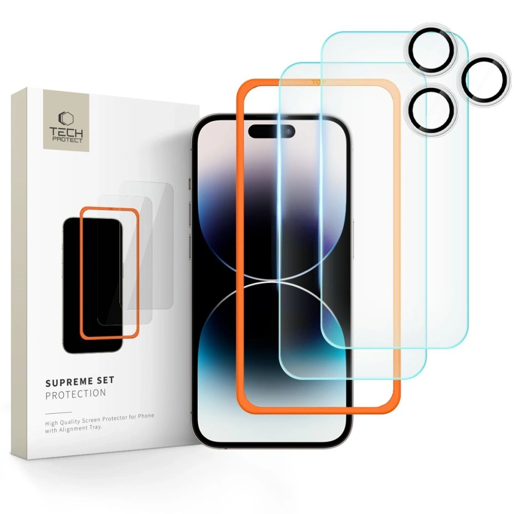 Szkło hartowane Tech-Protect Supreme Set Apple iPhone 16 Pro Clear [3 PACK] - iPhone 16 Pro - Tech-Protect