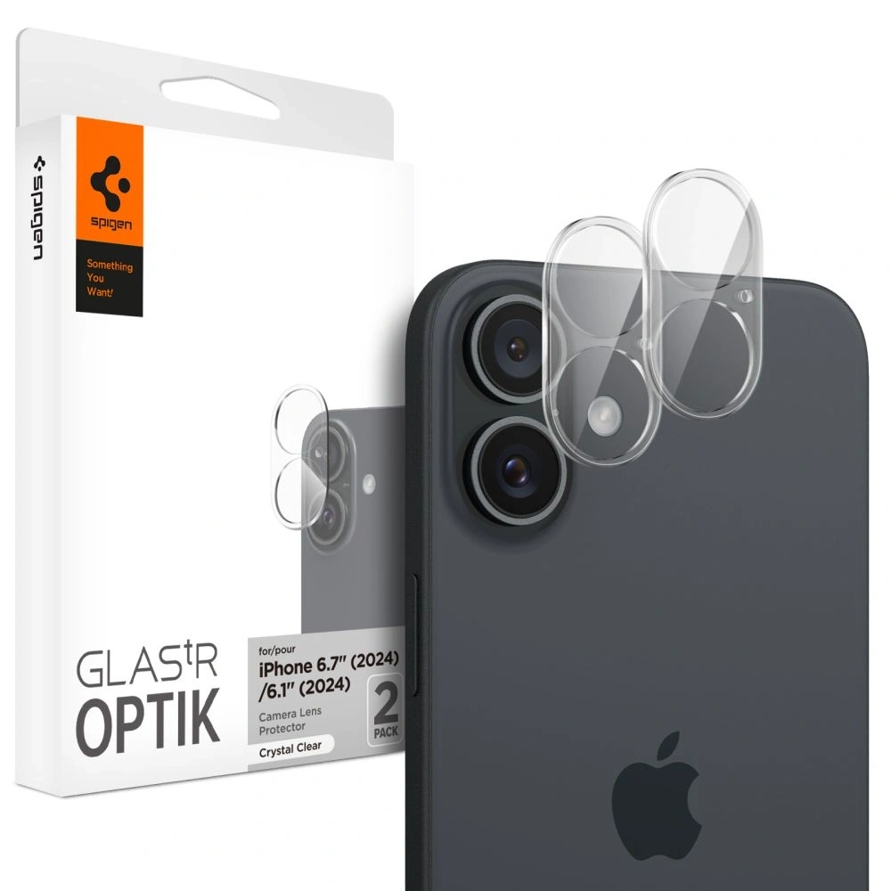 Szkło hartowane na aparat Spigen Optik.tr Ez Fit Camera Protector Apple iPhone 16 / 16 Plus Crystal Clear [2 PACK] - iPhone 16 Plus - Spigen