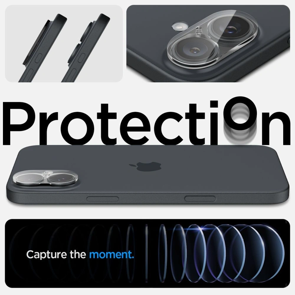 Szkło hartowane na aparat Spigen Optik.tr Ez Fit Camera Protector Apple iPhone 16 / 16 Plus Crystal Clear [2 PACK] - iPhone 16 Plus - Spigen