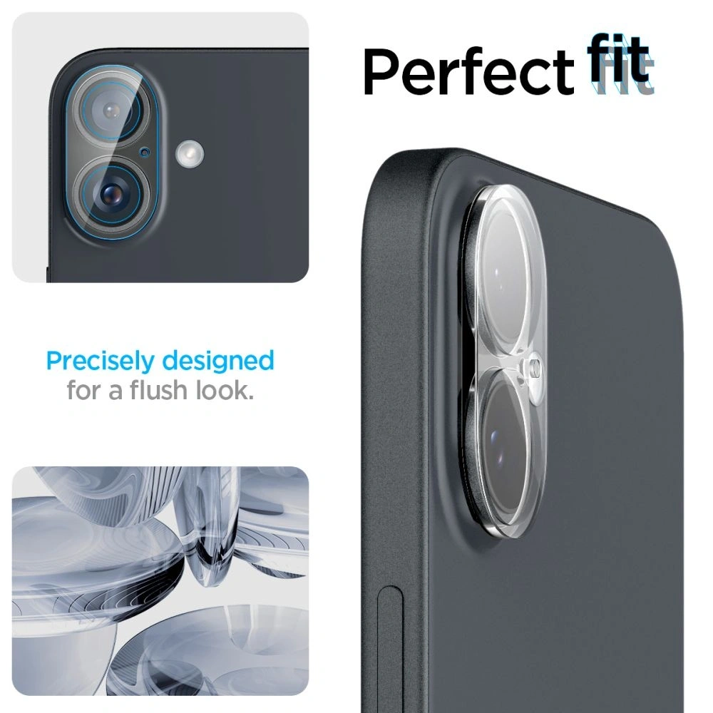 Szkło hartowane na aparat Spigen Optik.tr Ez Fit Camera Protector Apple iPhone 16 / 16 Plus Crystal Clear [2 PACK] - iPhone 16 Plus - Spigen