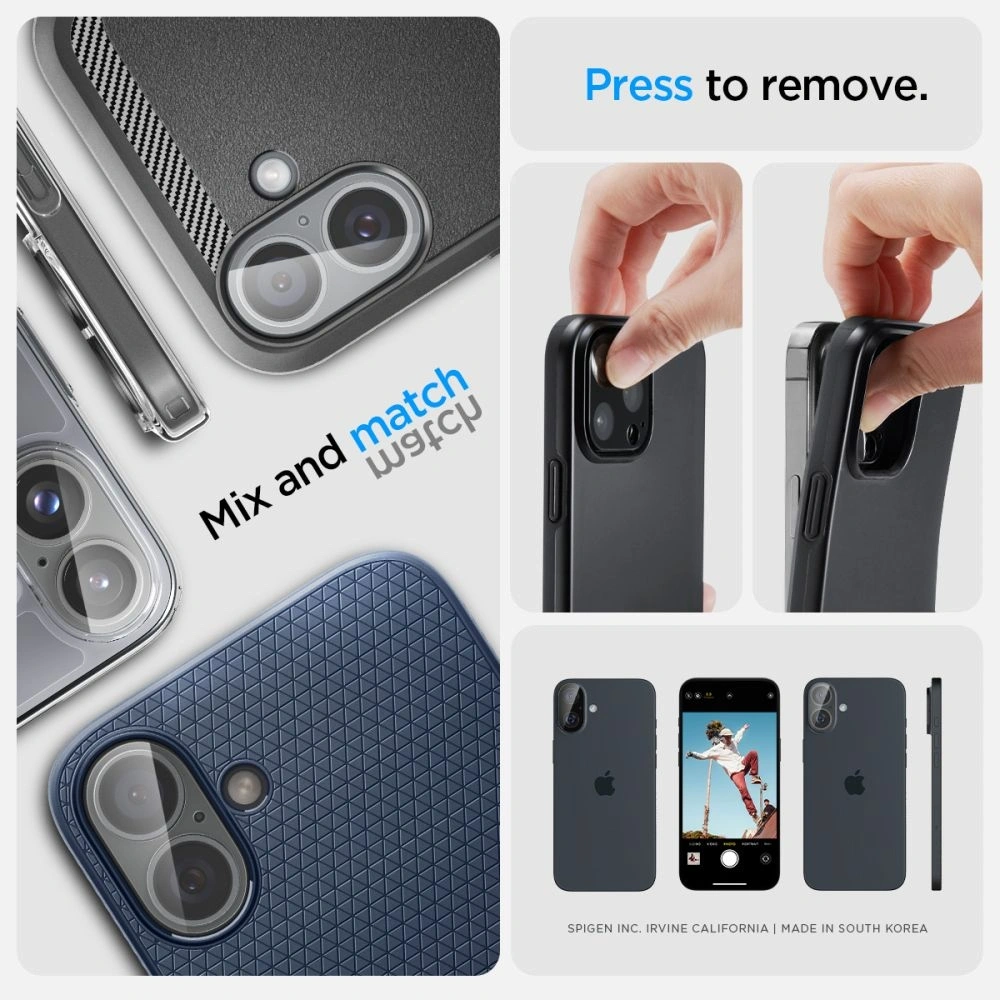 Szkło hartowane na aparat Spigen Optik.tr Ez Fit Camera Protector Apple iPhone 16 / 16 Plus Crystal Clear [2 PACK] - iPhone 16 Plus - Spigen