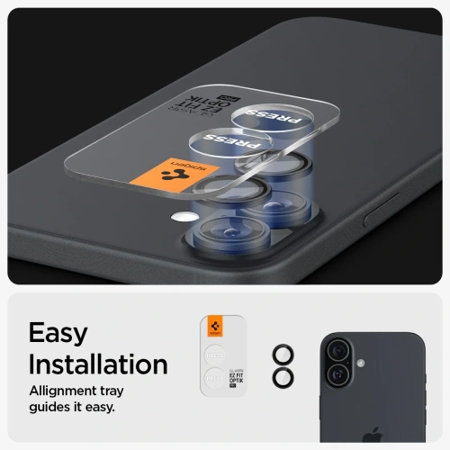 Kup Szkło hartowane na aparat Spigen GLAS.tR Ez Fit Optik Pro Camera Protector Apple iPhone 16 / 16 Plus Black [2 PACK] - SPN16451 - {ean13} - Sklep Home Screen