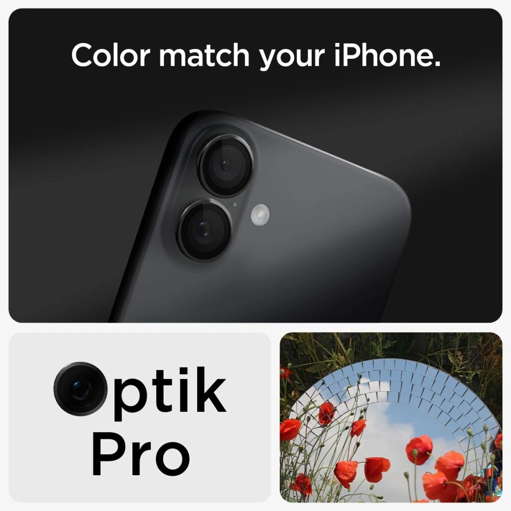Szkło hartowane na aparat Spigen GLAS.tR Ez Fit Optik Pro Camera Protector Apple iPhone 16 / 16 Plus Black [2 PACK] - iPhone 16 Plus - Spigen