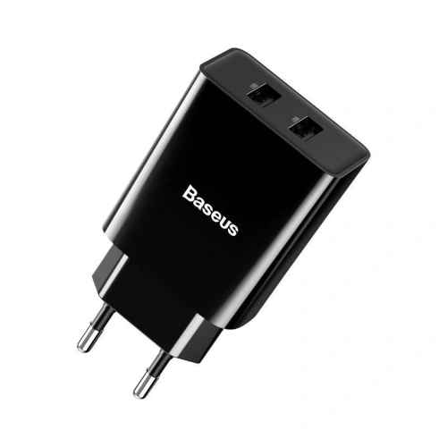 Kup Baseus Ladegerät Speed Mini Dual-Ladegerät, 2x USB, 2A, 10,5W (schwarz) - BSU1014BLK - {ean13} - Sklep Home Screen