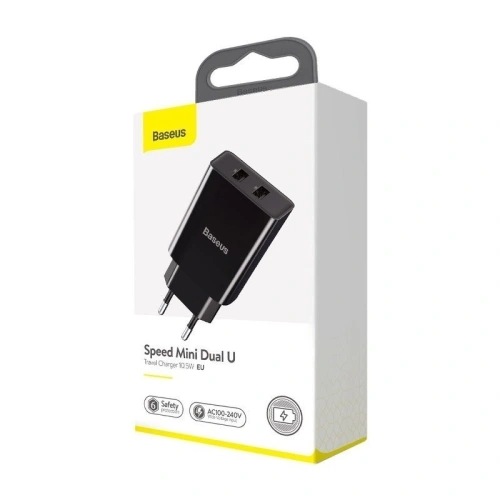 Kup Încărcător de rețea Baseus Speed Mini Dual Charger, 2x USB, 2A, 10,5W (negru) - BSU1014BLK - {ean13} - Sklep Home Screen