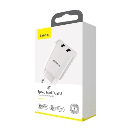 Buy Baseus Speed Mini Dual U Charger 10.5W (EU) White - BSU1015WHT - {ean13} - Home Screen Store Europe
