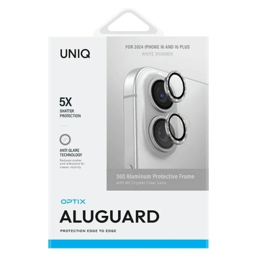 Kup UNIQ Optix Alumínium Kamera Lencsevédő Apple iPhone 16 / 16 Plus fehér csillogás - UNIQ1255 - {ean13} - Sklep Home Screen