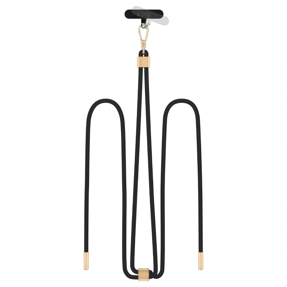 Smycz Tech-Protect C2S Rope Crossbody Strap black/gold - Smycze - Tech-Protect