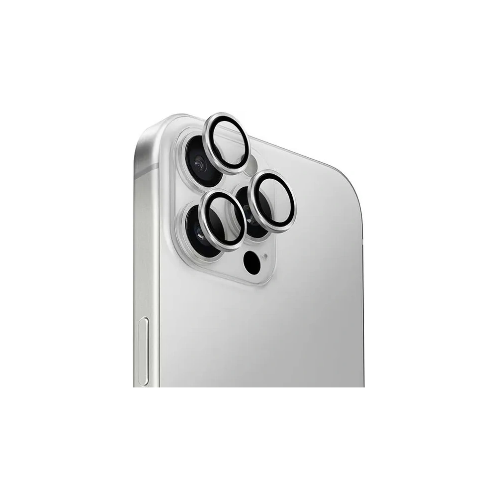 Szkło na obiektyw aparatu UNIQ Optix Aluminium Camera Lens Protector Apple iPhone 16 Pro / 16 Pro Max sterling silver - iPhone 16 Pro Max - Uniq