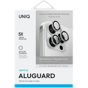 Kup UNIQ Optix Alumínium Kamera Lencsevédő Apple iPhone 16 Pro / 16 Pro Max ezüst színű - UNIQ1257 - {ean13} - Sklep Home Screen
