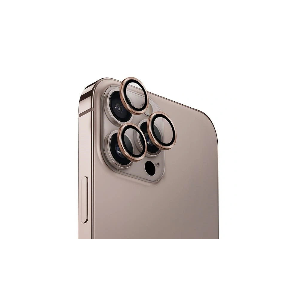 Szkło na obiektyw aparatu UNIQ Optix Aluminium Camera Lens Protector Apple iPhone 16 Pro / 16 Pro Max taupe gold - iPhone 16 Pro Max - Uniq