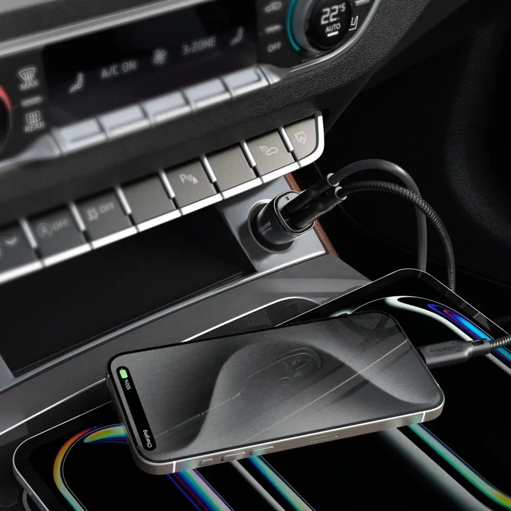 Ładowarka samochodowa Spigen EV502 ArcStation Essential Car Charger 2xUSB-C 50W Black - Samochodowe - Spigen