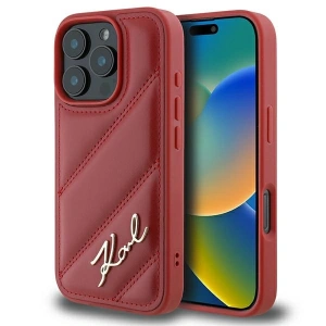 Buy Karl Lagerfeld KLHCP16LPQDSMGR Apple iPhone 16 Pro hardcase Quilted Signature red - KLD21678 - {ean13} - Home Screen Store Europe