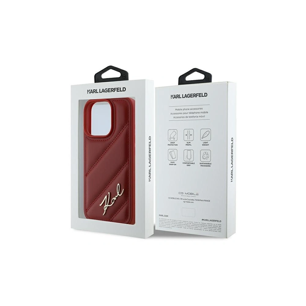Etui Karl Lagerfeld KLHCP16LPQDSMGR Apple iPhone 16 Pro hardcase Quilted Signature czerwony/red