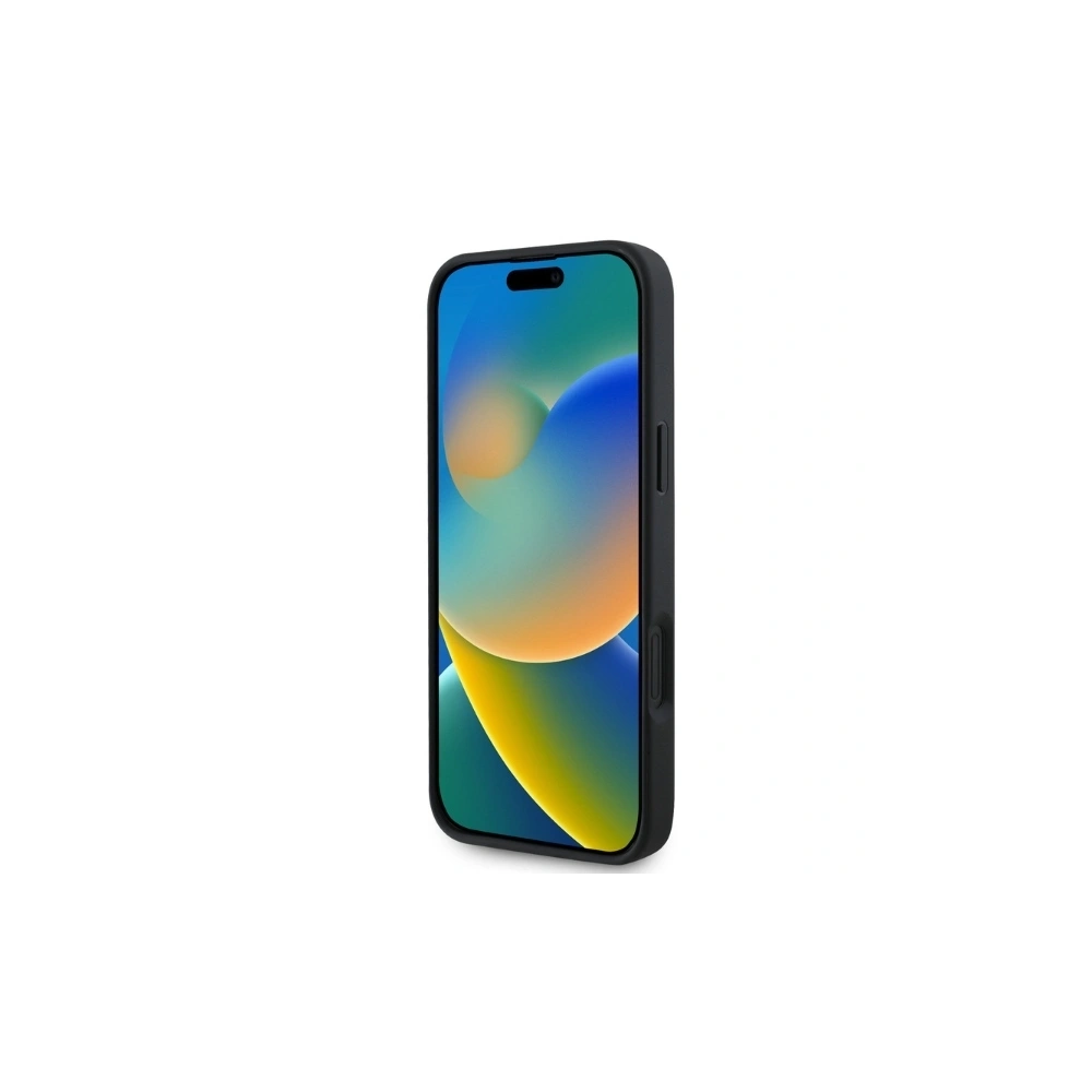 Etui Guess GUHMP16SPGHSMMK Apple iPhone 16 hardcase Grained Gold Ring MagSafe czarny/black