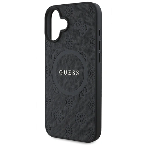 Kup Guess GUHMP16SPSAPSMEK Apple iPhone 16 tvrdý kryt Saffiano Peony Classic Logo MagSafe černý - GUE3624 - {ean13} - Sklep Home Screen