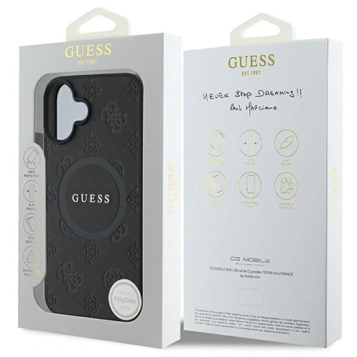 Kup Guess GUHMP16SPSAPSMEK Apple iPhone 16 Hardcase Saffiano Peony Classic Logo MagSafe schwarz - GUE3624 - {ean13} - Sklep Home Screen