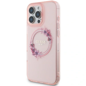 Buy Guess GUHMP16XHFWFCP Apple iPhone 16 Pro Max hardcase IML Flowers Wreath MagSafe pink - GUE3625 - {ean13} - Home Screen Store Europe