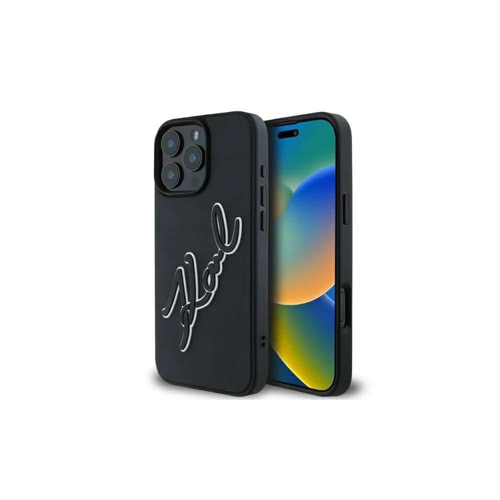 Etui Karl Lagerfeld KLHCP16X3DRKSDLK Apple iPhone 16 Pro Max hardcase 3D Rubber Bicolor Signature czarny/black