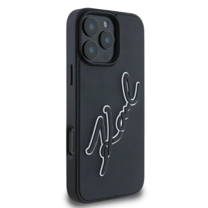 Buy Karl Lagerfeld KLHCP16X3DRKSDLK Apple iPhone 16 Pro Max hardcase 3D Rubber Bicolor Signature black - KLD21680 - {ean13} - Home Screen Store Europe