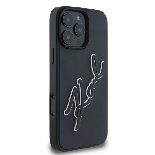 Buy Karl Lagerfeld KLHCP16X3DRKSDLK Apple iPhone 16 Pro Max hardcase 3D Rubber Bicolor Signature black - KLD21680 - {ean13} - Home Screen Store Europe