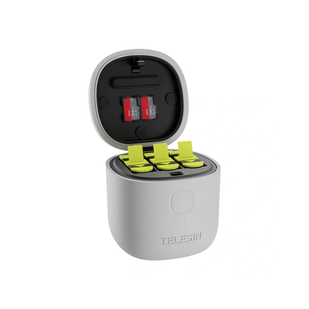 Ładowarka trójkanałowa Telesin Allin box + 3 akumulatory do GoPro Hero 12 / 11 / 10 / 9 (żółty)