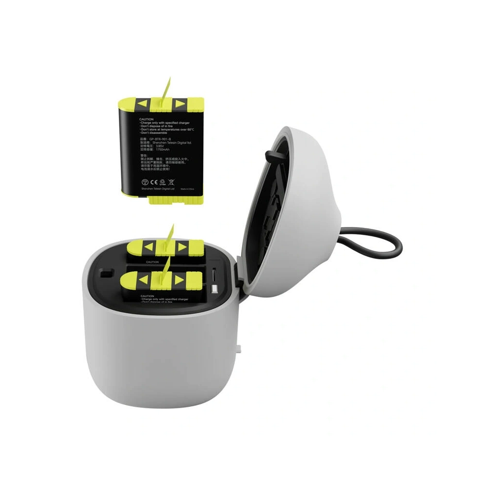 Ładowarka trójkanałowa Telesin Allin box + 3 akumulatory do GoPro Hero 12 / 11 / 10 / 9 (żółty)