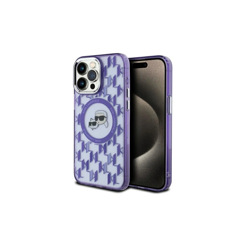 Etui Karl Lagerfeld KLHMP15LHMCKMHU Apple iPhone 15 Pro IML Monogram Karl&Choupette Head MagSafe fioletowy/purple
