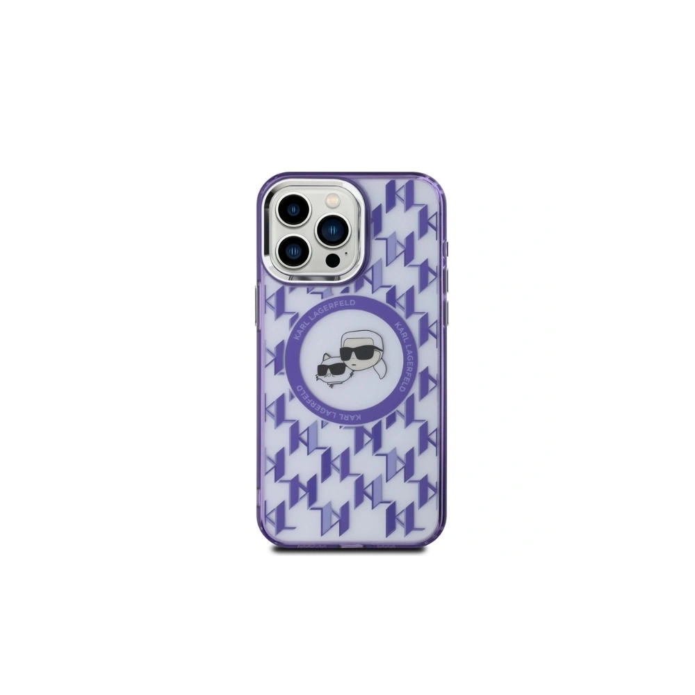 Etui Karl Lagerfeld KLHMP15LHMCKMHU Apple iPhone 15 Pro IML Monogram Karl&Choupette Head MagSafe fioletowy/purple