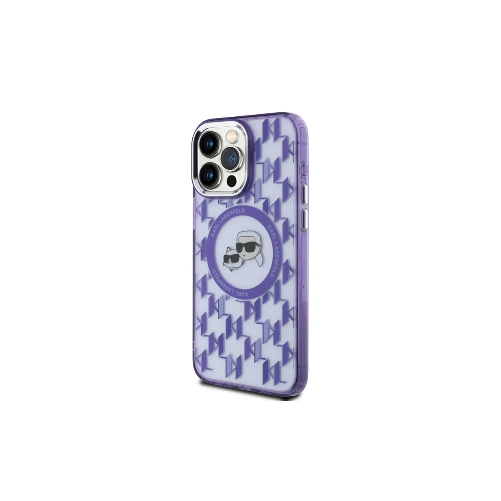 Etui Karl Lagerfeld KLHMP15LHMCKMHU Apple iPhone 15 Pro IML Monogram Karl&Choupette Head MagSafe fioletowy/purple