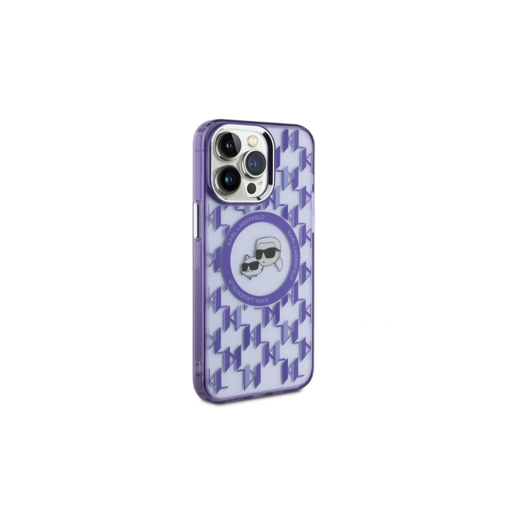 Etui Karl Lagerfeld KLHMP15LHMCKMHU Apple iPhone 15 Pro IML Monogram Karl&Choupette Head MagSafe fioletowy/purple