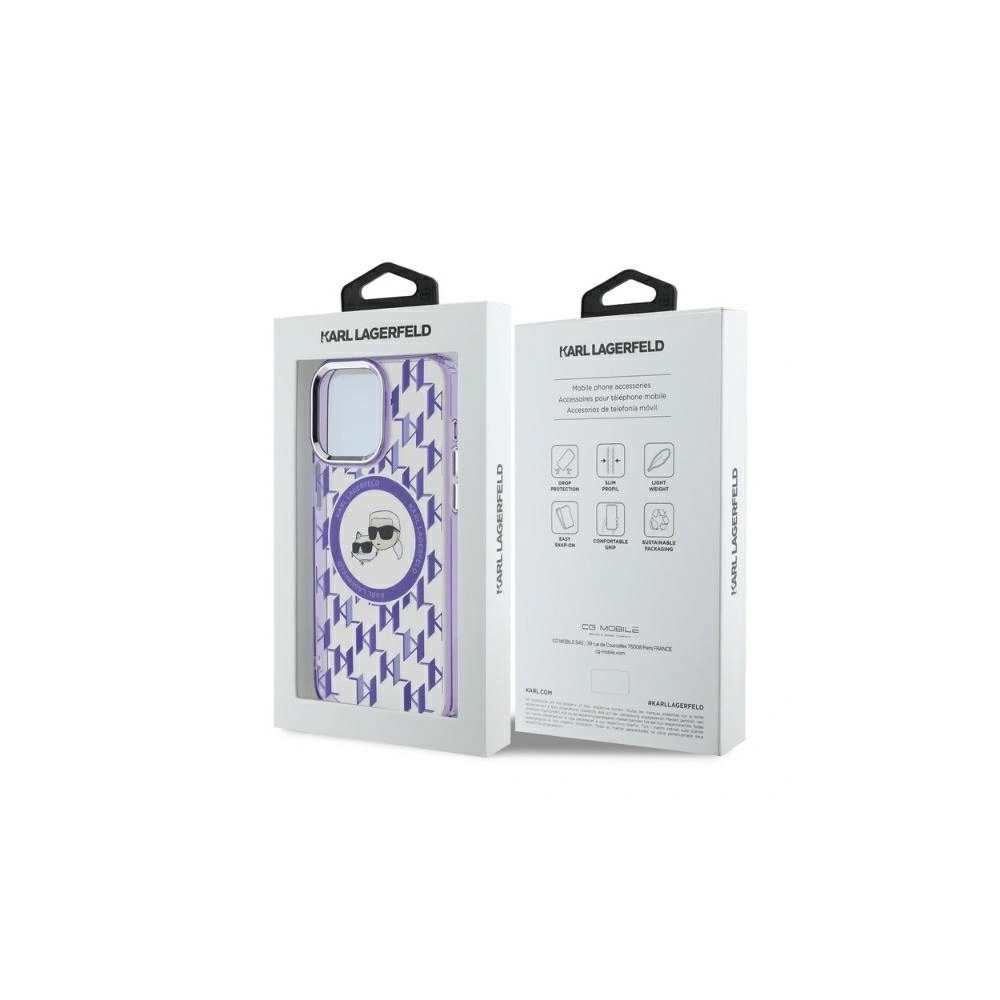 Etui Karl Lagerfeld KLHMP15LHMCKMHU Apple iPhone 15 Pro IML Monogram Karl&Choupette Head MagSafe fioletowy/purple