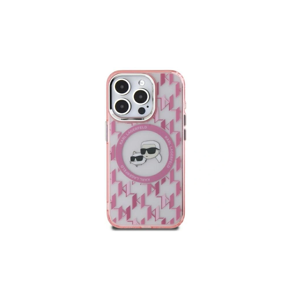 Etui Karl Lagerfeld KLHMP15SHMCKMHP Apple iPhone 15 IML Monogram Karl&Choupette Head MagSafe różowy/pink