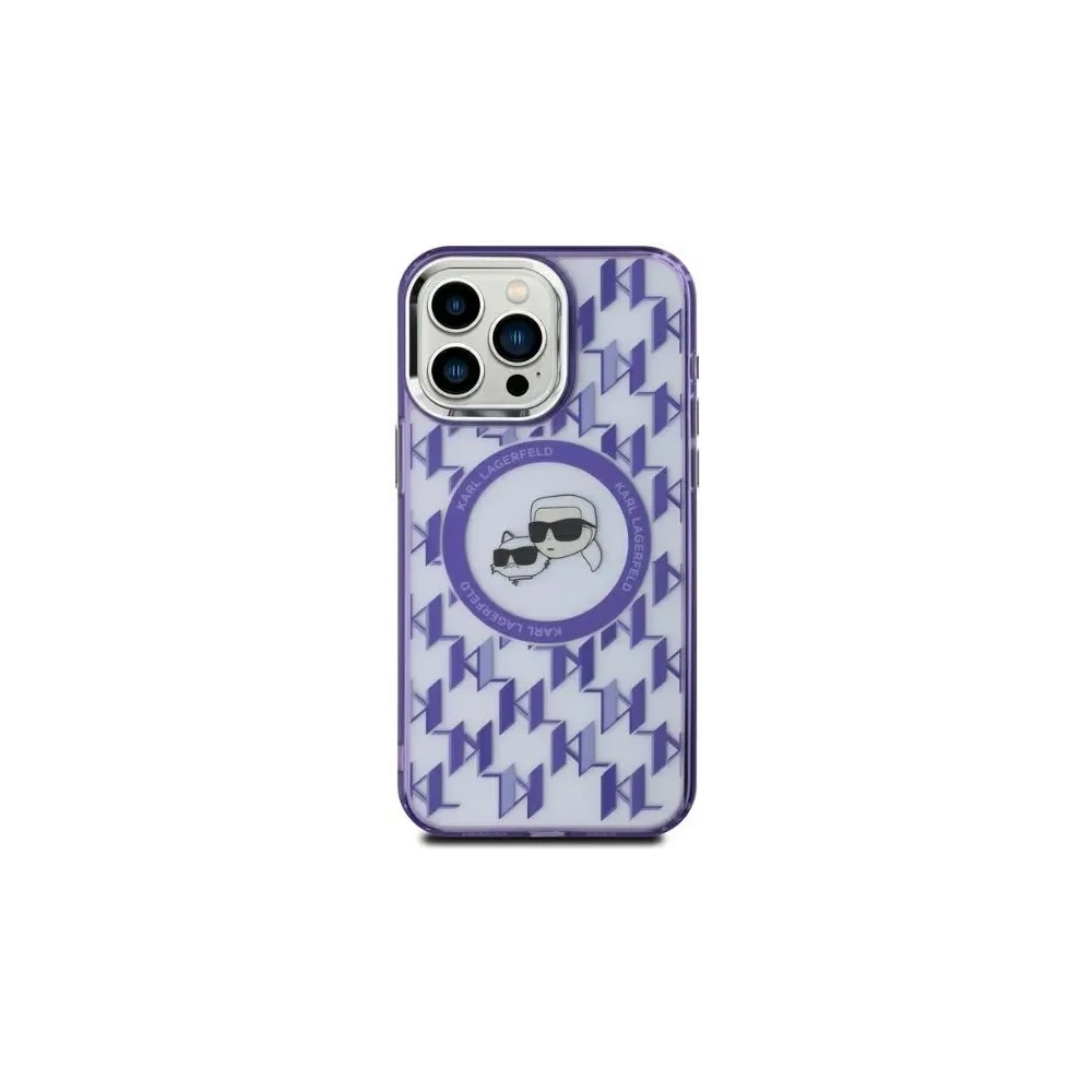 Etui Karl Lagerfeld KLHMP15SHMCKMHU Apple iPhone 15 IML Monogram Karl&Choupette Head MagSafe fioletowy/purple