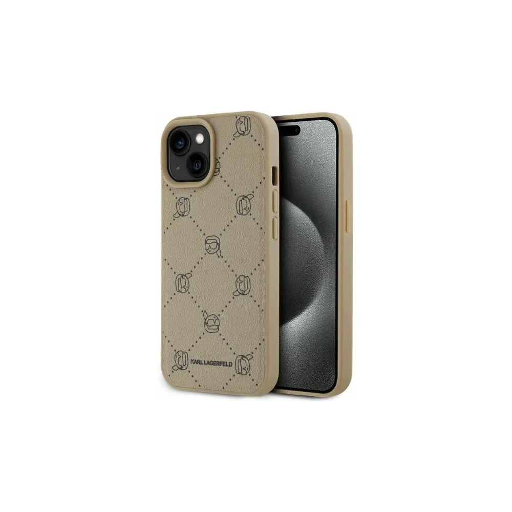 Etui Karl Lagerfeld KLHMP15SPGKHPHE Apple iPhone 15 MagSafe Karl Heads beżowy/beige