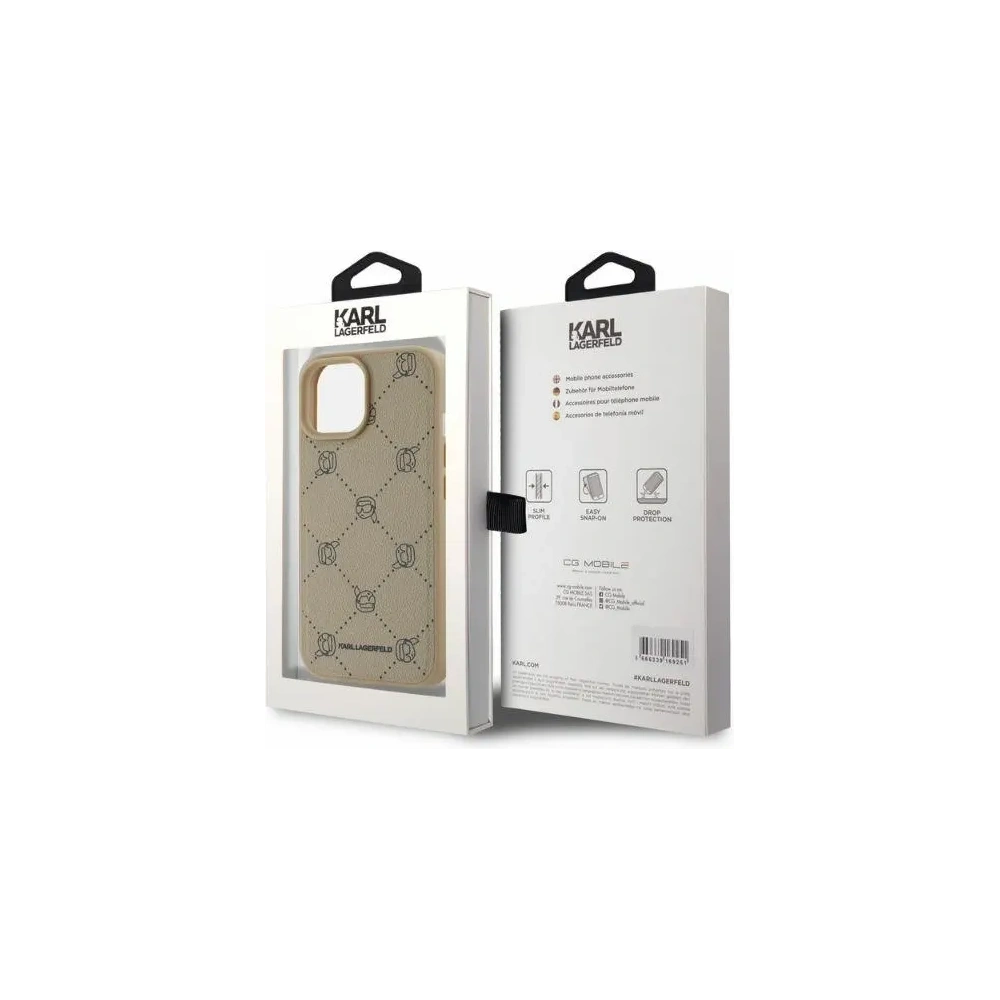 Etui Karl Lagerfeld KLHMP15SPGKHPHE Apple iPhone 15 MagSafe Karl Heads beżowy/beige