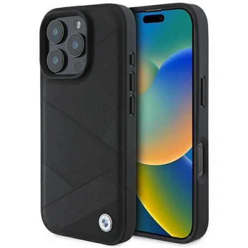 Kup BMW BMHCP16L23RCGPK Apple iPhone 16 Pro carcasă tare din piele semnată cu model în dungi negre - BMW687 - {ean13} - Sklep Home Screen