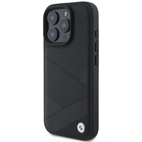 Kup BMW BMHCP16L23RCGPK Apple iPhone 16 Pro carcasă tare din piele semnată cu model în dungi negre - BMW687 - {ean13} - Sklep Home Screen