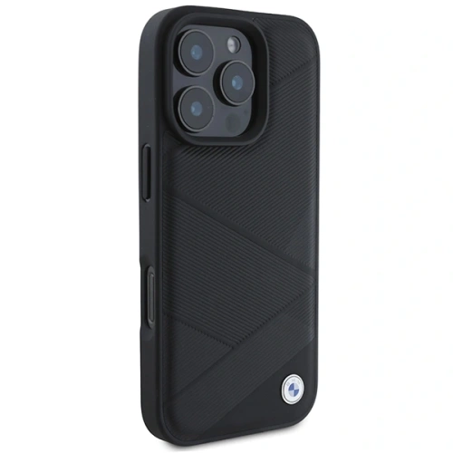 Kup BMW BMHCP16L23RCGPK Apple iPhone 16 Pro tvrdý obal Sign Leather Crossing Lines Pattern černý - BMW687 - {ean13} - Sklep Home Screen